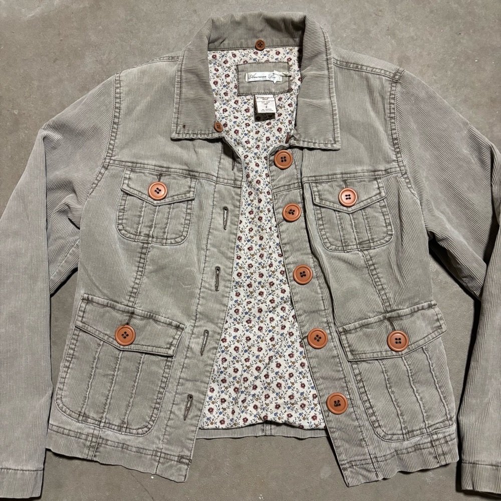 Vintage Corduroy Jacket American Rag Cie Floral Lining Y2K 2000s Gilmore Girls